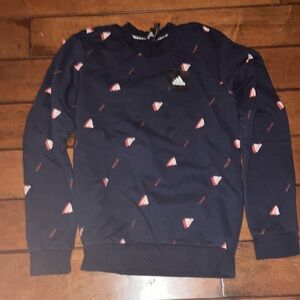 Adidas Blue and Red Crewneck Sweater with Geometric Design